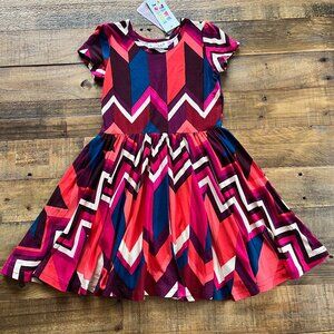NWT Dot Dot Smile Classic Cap Sleeve Dress Multi Chevron Zig Zag 3/4